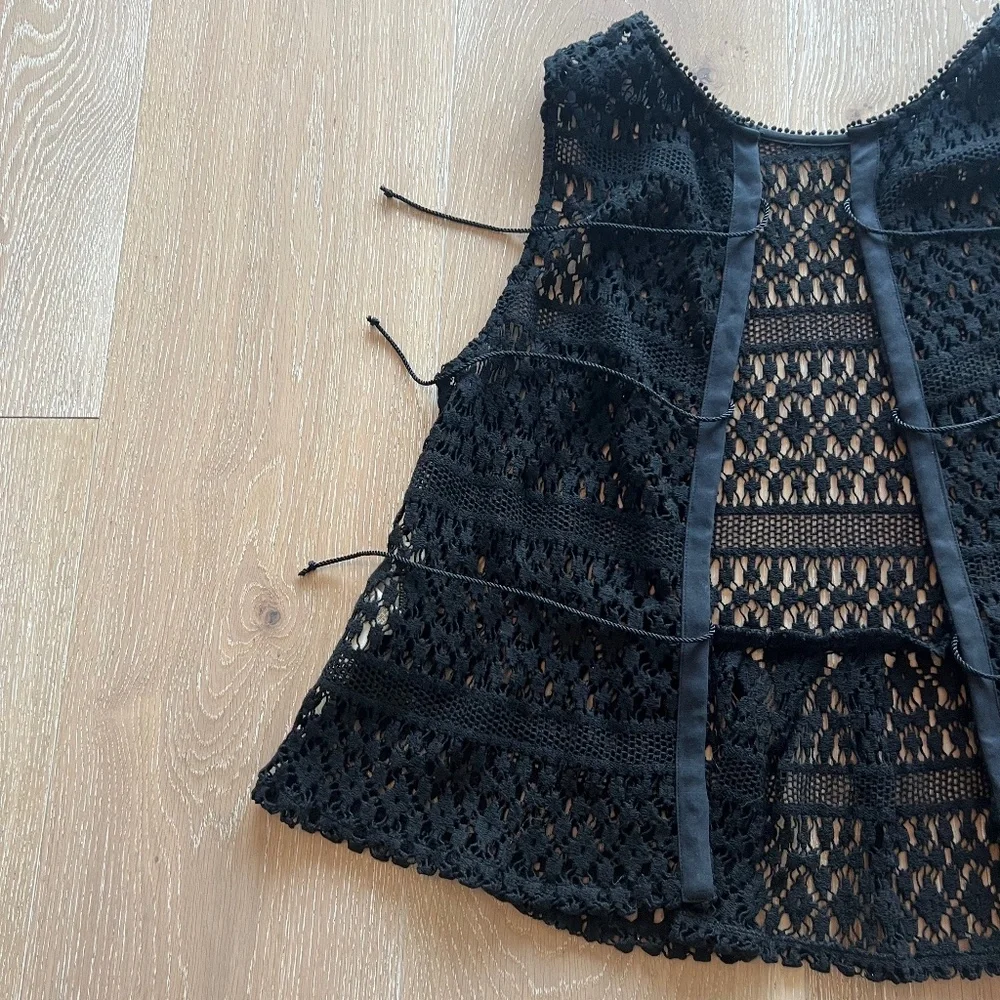 Anthropologie Tiny Crochet Miri Vest Black Over Shirt NWOT - Picture 3 of 12